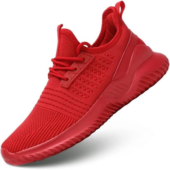 Women's Red Walking Shoes Non Slip Athletic Fashion Sneakers Sports Mesh
